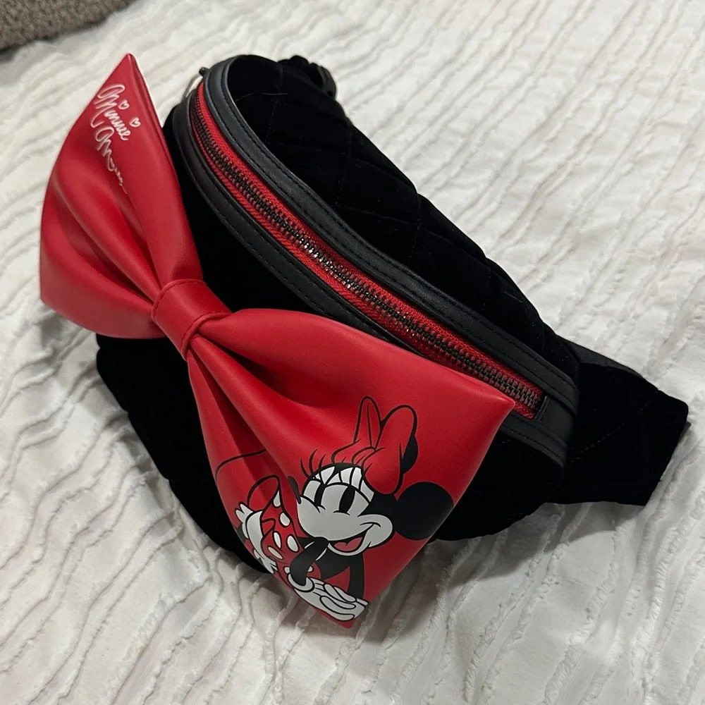 Disney Minnie Mouse Black and Red Bow Waist Bag - Picture 4 of 9